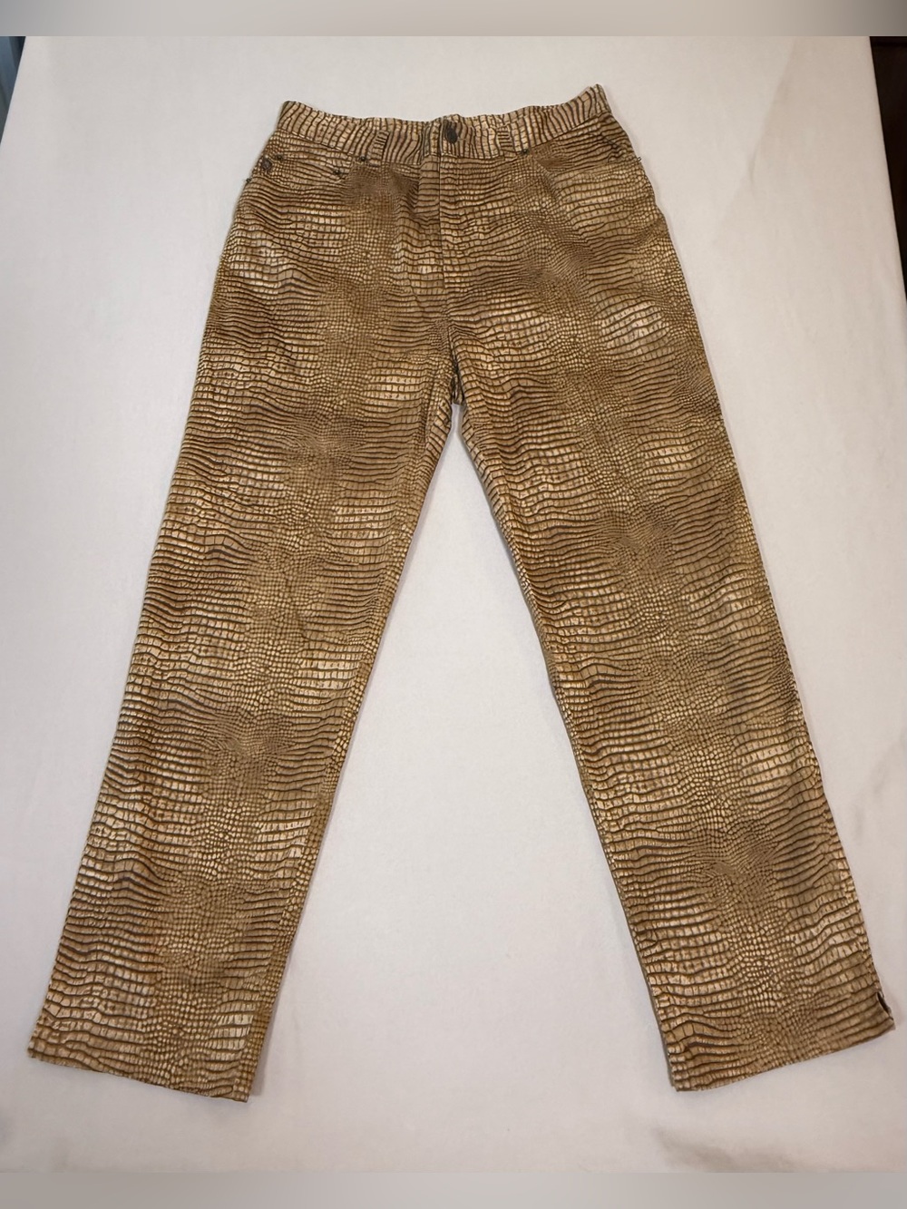 Lauren by Ralph Lauren, Kenya, Java, Snakeskin Look, Cotton Pants, Size 12